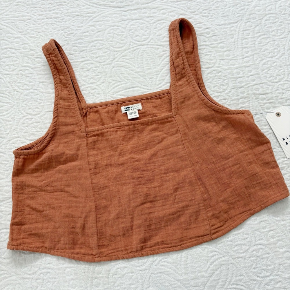 Billabong Lightweight Cotton Crop Top and Pants Set, Toffee Sz S - Picture 5 of 7